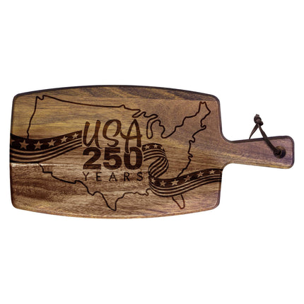 USA 250th Anniversary Engraved Acacia Wood Charcuterie Board