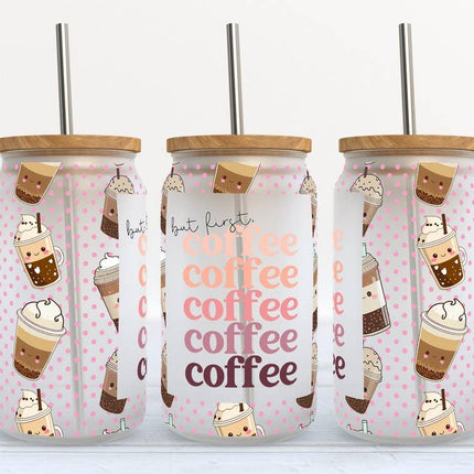 But First Coffee 16oz Frosted Libbey Glass Tumbler