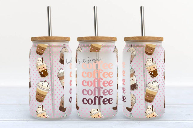But First Coffee 16oz Frosted Libbey Glass Tumbler