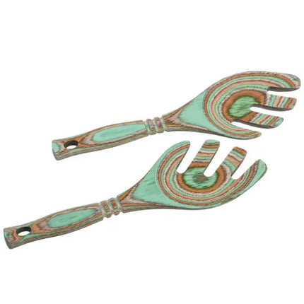 Pakka Wood Salad Leaf Servers 9" -