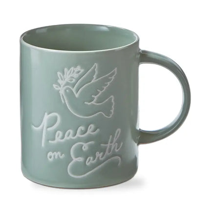 Sage Christmas Mug & Cup - Peace On Earth - Stoneware