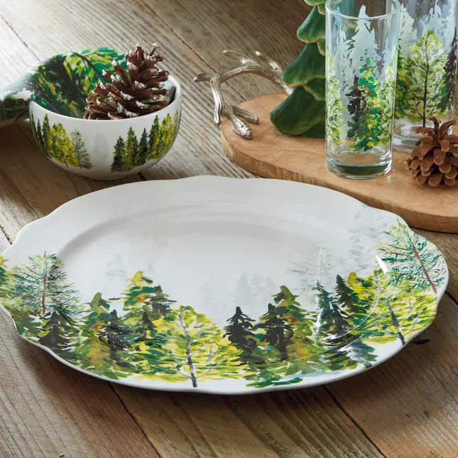 Northern Forest Round Stoneware Platter/Plate