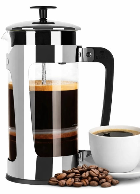 French Press Coffee Maker - P5 -Glass & Stainless-Steel Cage 32 oz