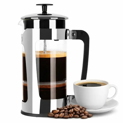French Press Coffee Maker - P5 -Glass & Stainless-Steel Cage 18 oz