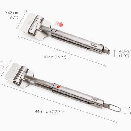 GrillOut BBQ Turner Tongs with Retractable Head