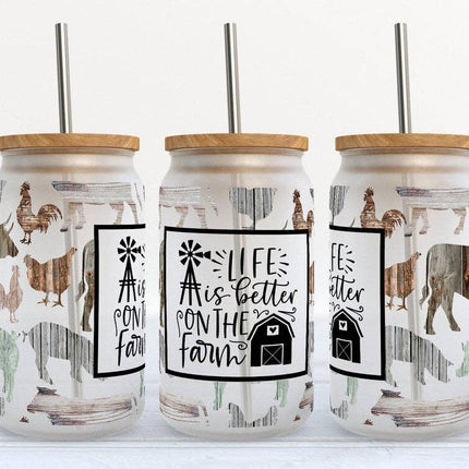 Life is Better on the Farm 16oz Frosted Libbey Glass Tumbler