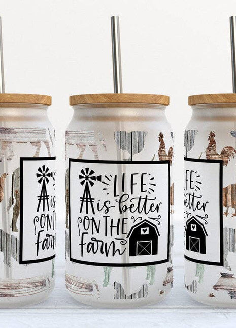 Life is Better on the Farm 16oz Frosted Libbey Glass Tumbler