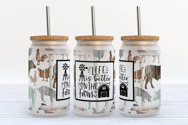 Life is Better on the Farm 16oz Frosted Libbey Glass Tumbler