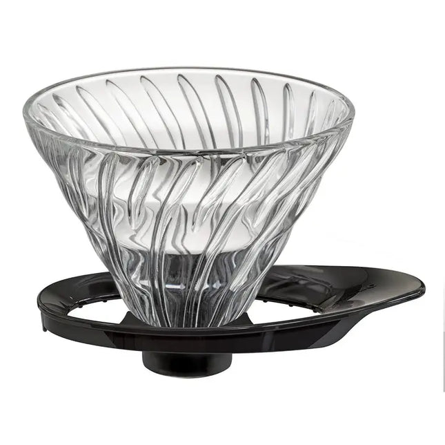 V60 Glass Coffee Dripper (Black Holder)
