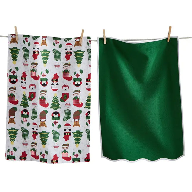 Holiday Cheer Stockings Dishtowel 2-pc
