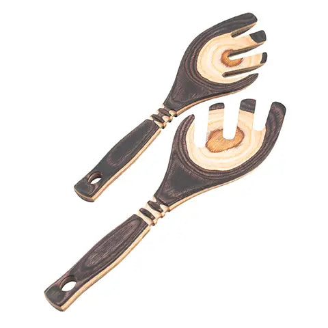 Pakka Wood Salad Leaf Servers 9" -