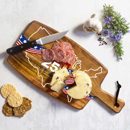 USA 250th Anniversary Colorful Acacia Wood Charcuterie Board