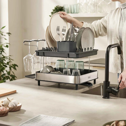 Excel Steel 2-tier Dish Rack - Grey