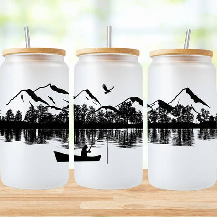 Mountain Range Fishing 16oz Frosted Libbey Glass Tumbler
