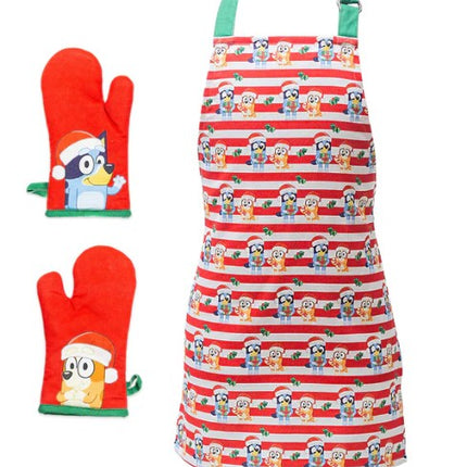 Bluey Holiday Youth Apron and Oven Mitt Set