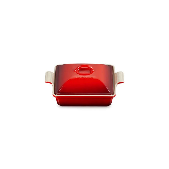 Heritage Shallow Square Covered Casserole 2 Qt Cerise