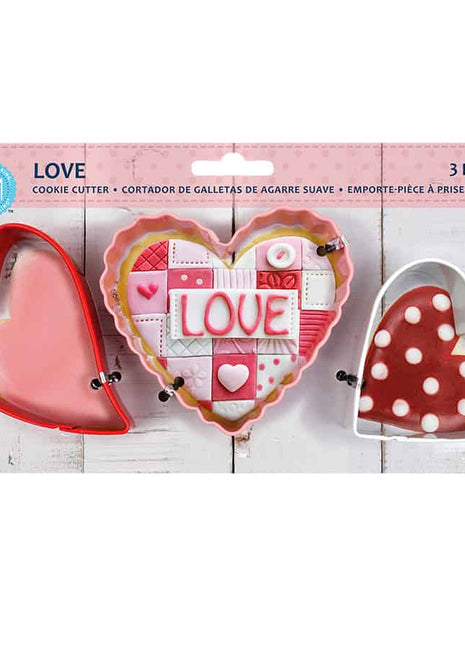 Love 3 Pc Color Cookie Cutter Carded Set