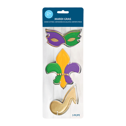 Mardi Gras 3 Pc Cookie Cutter Set