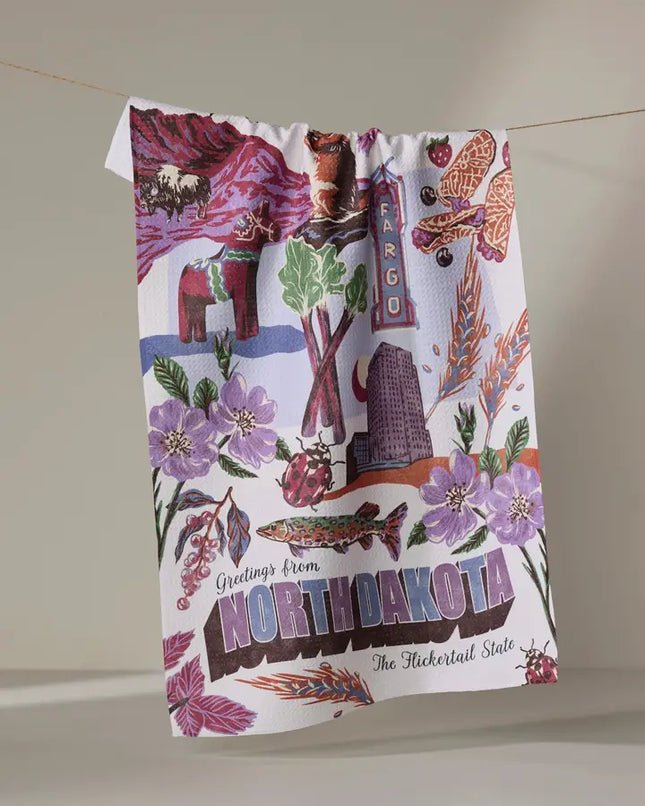 Geometry Tea Towel Greetings from ND