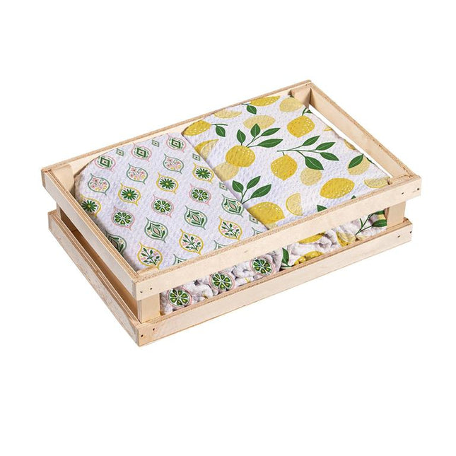 Fruit Themed Quick Dry 2pc Kitchen Towel in gift crate box