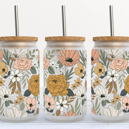 Cute Floral 16oz Libby Glass Tumbler