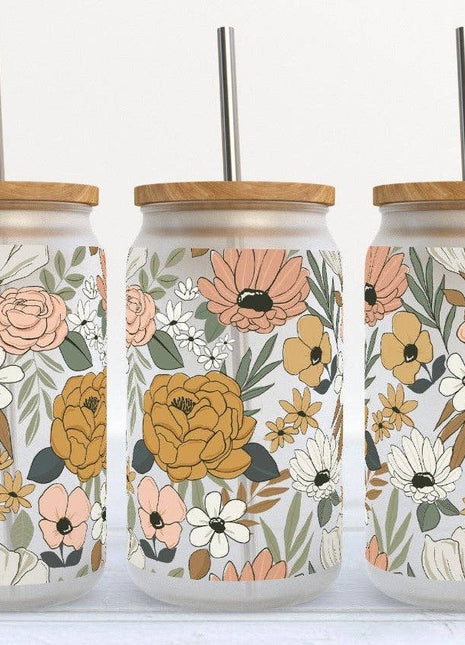 Cute Floral 16oz Libby Glass Tumbler