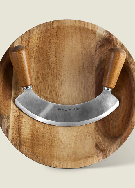 Cole and Mason Ashden Acacia Wood Mezzaluna With Board