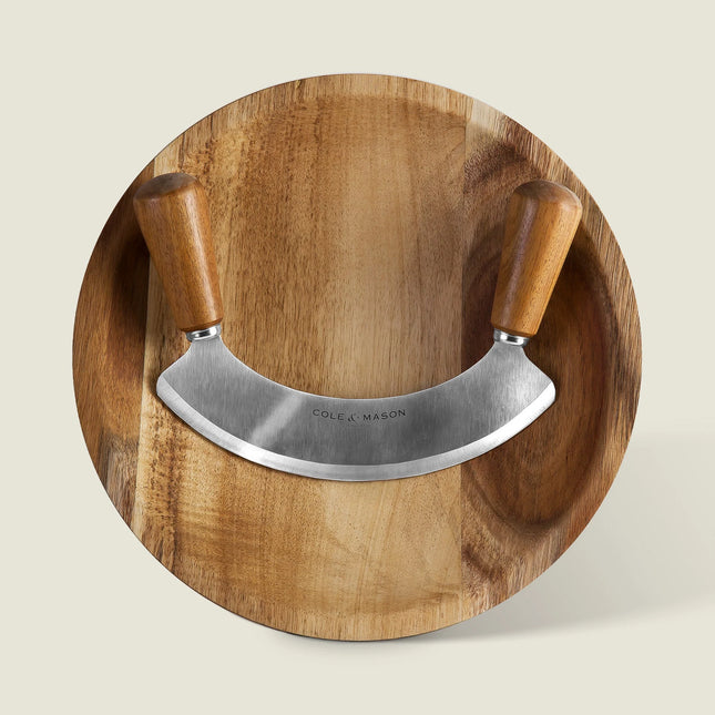 Cole and Mason Ashden Acacia Wood Mezzaluna With Board
