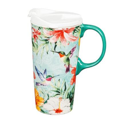 Ceramic Travel CupHummingbird 17oz