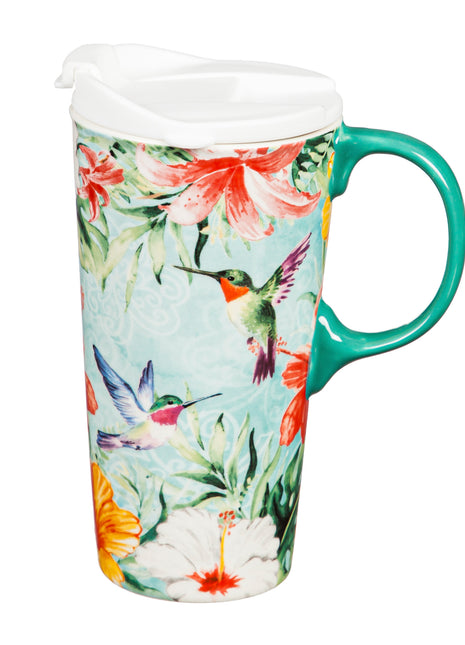 Ceramic Travel CupHummingbird 17oz
