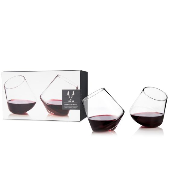 StemleSS Rolling Wine Glasses Set Of 2