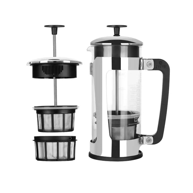 French Press Coffee Maker - P5 -Glass & Stainless-Steel Cage 18 oz