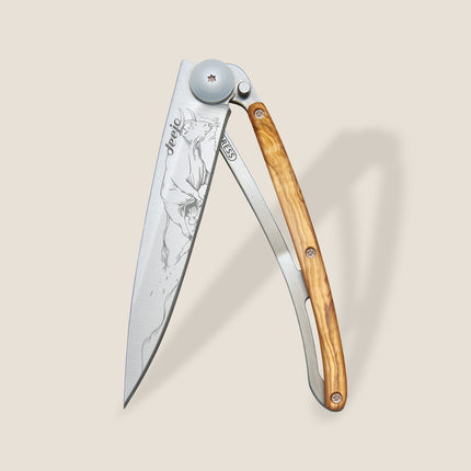 27G Knife Bull Olive Wood Grey