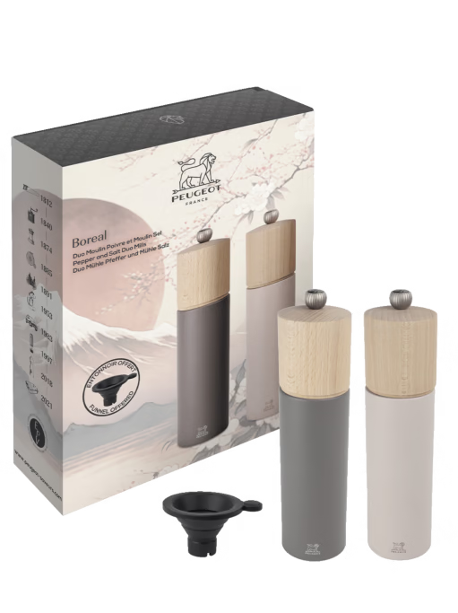 Boreal Duo Set Salt And Pepper Mill Set w/silicone Funnel DC
