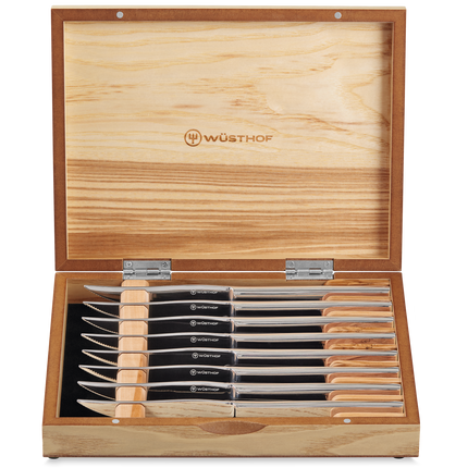 Stainless Steel Steak Set Olivewood 8 Pc