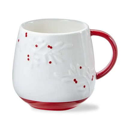 Christmas Winter Snow Botanical Mug Red Earthenware