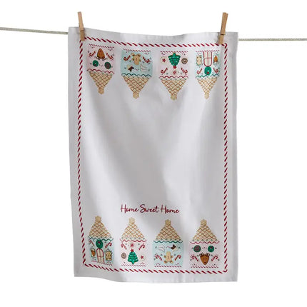 Gingerbread House Embroidered Dishtowel