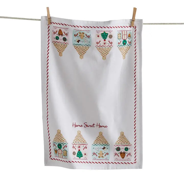 Gingerbread House Embroidered Dishtowel