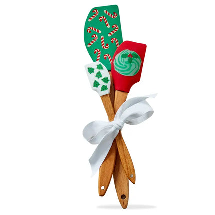 Christmas Spatula Set of 3 - Silicone & Beech Wood