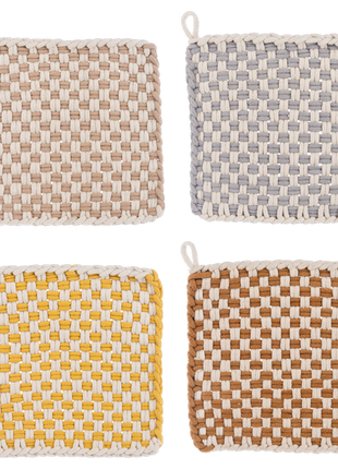Cotton Crochet Autumn Check Pot Holder