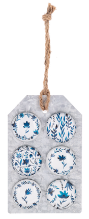 6pc Floral Glass Magnet Set