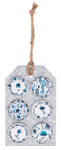 6pc Floral Glass Magnet Set