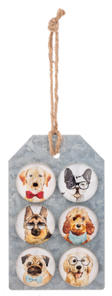 6pc Dog Glass Magnet Set