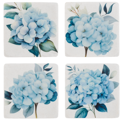Coaster set Blue Hydrangea