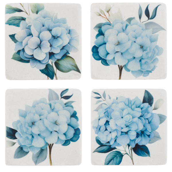 Coaster set Blue Hydrangea