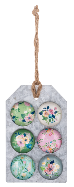 6pc Cottage Core Glass Magnet Set