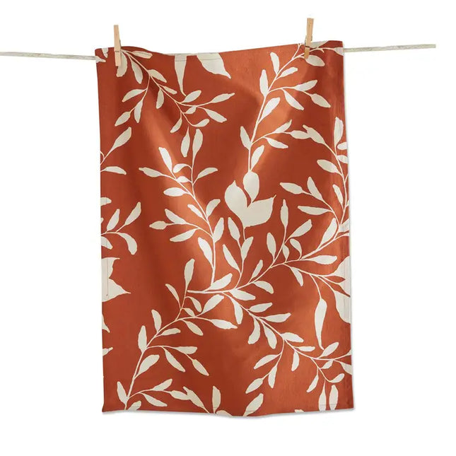 Autumn Botanical Dishtowel Terracotta Cotton Fall