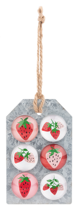 6pc Strawberry Glass Magnet Set