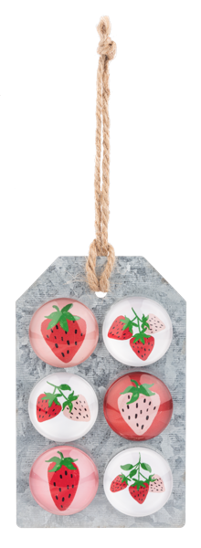6pc Strawberry Glass Magnet Set