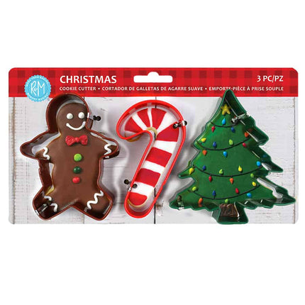Christmas 3 pc Color Cookie Cutter Carded set